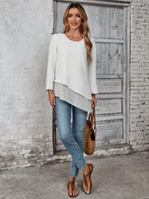 EMERY ROSE Women's Vacation Casual Solid Color Asymmetrical Hem Shirt
